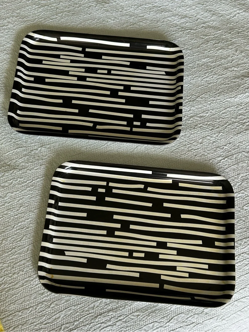 IKEA-Set of 2 Black & White Striped Serving Trays